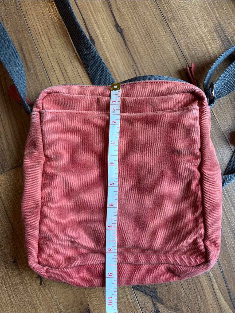 Duluth Trading Co Red Canvas Crossbody Messenger with Grey Strap - Picture 3 of 6